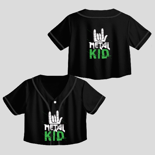 Rock Sign Rock Hand Metal Kid Music Lover Rock Crop Top Baseball Jerseys
