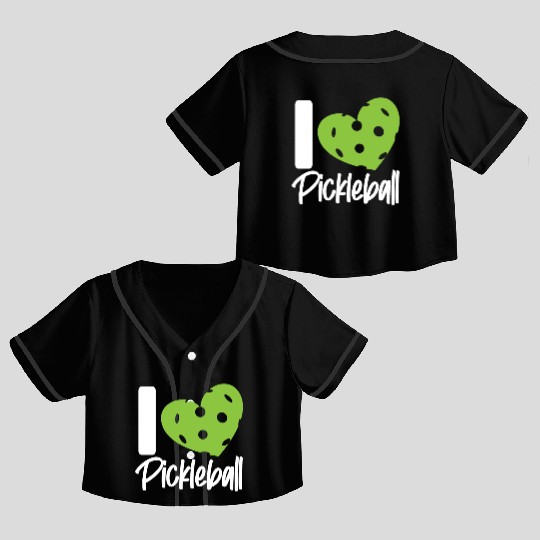 Pickleball Heart I Love Pickleball Crop Top Baseball Jerseys