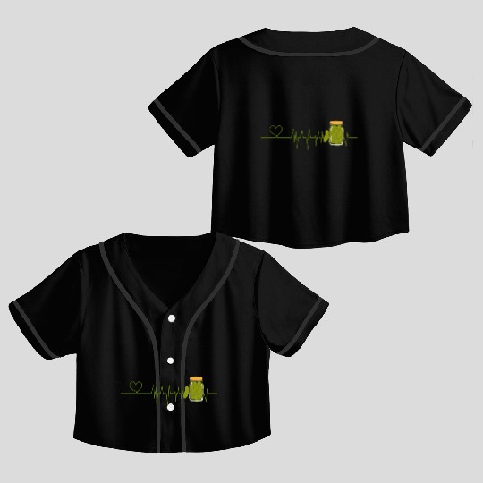 Pickle Lover Heartbeat for Pickles lover Crop Top Baseball Jerseys