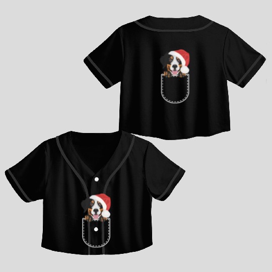Bernese Mountain Dog Merry Christmas Crop Top Baseball Jerseys