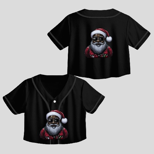 Black Santa, African American Santa Claus Crop Top Baseball Jerseys