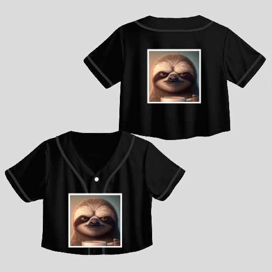 3d Sloth grumpy Coffee I hate people good morning Crop Top Baseball Jerseys