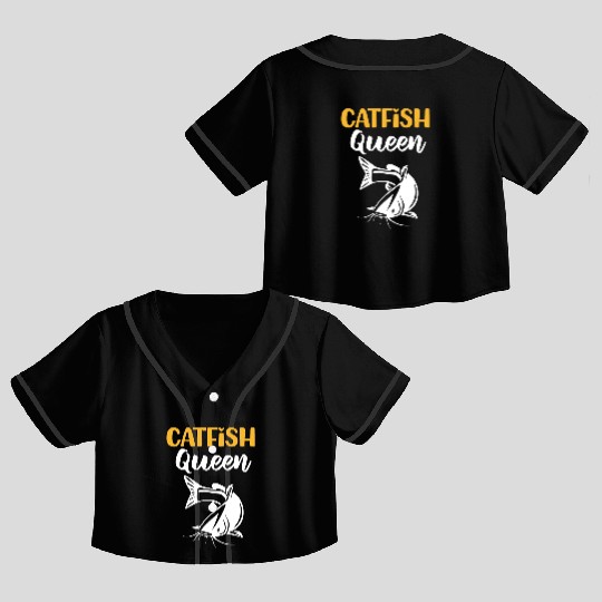 Catfish Queen Funny Fishing Catfishing Crop Top Baseball Jerseys