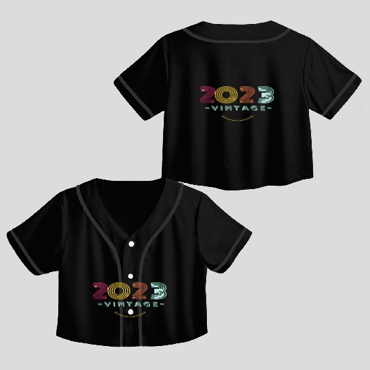 Neon Rainbow Retro 2023 NewYear Vintage Crop Top Baseball Jerseys