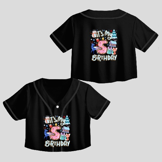 It's My 5 Birthday Snowman Holiday Donut Winter Crop Top Baseball Jerseys