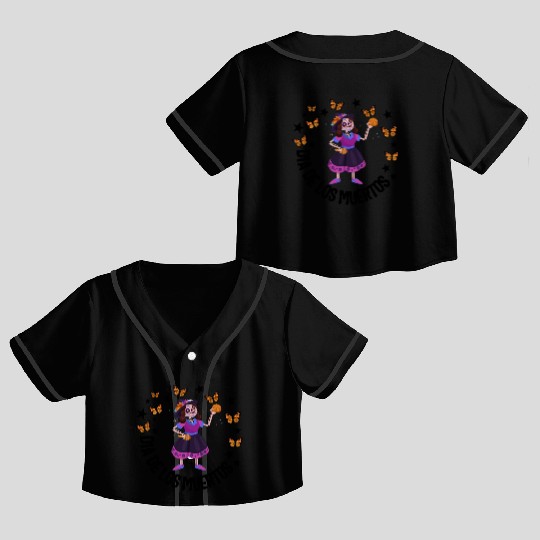 Dia De Los Muertos Crop Top Baseball Jerseys, Girl Sugar Skeleton