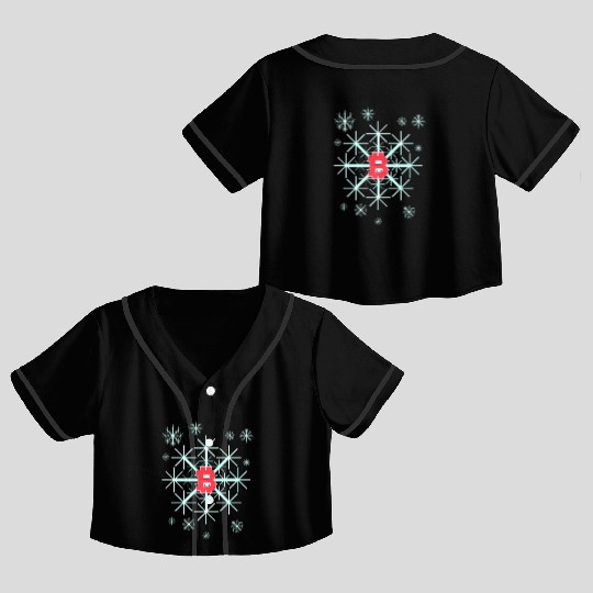 Snowflake In Winter On Christmas With Bitcoin Crop Top Baseball Jerseys