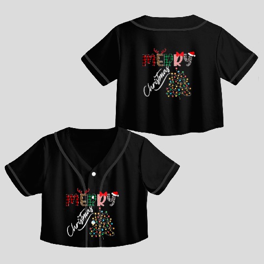 MERRY CHRISTMAS ,Christmas light Crop Top Baseball Jerseys