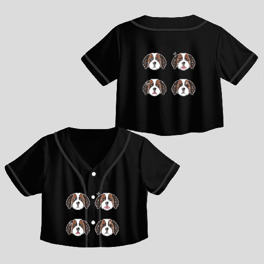 Funny Saint Bernard Dog Cartoon Faces Crop Top Baseball Jerseys