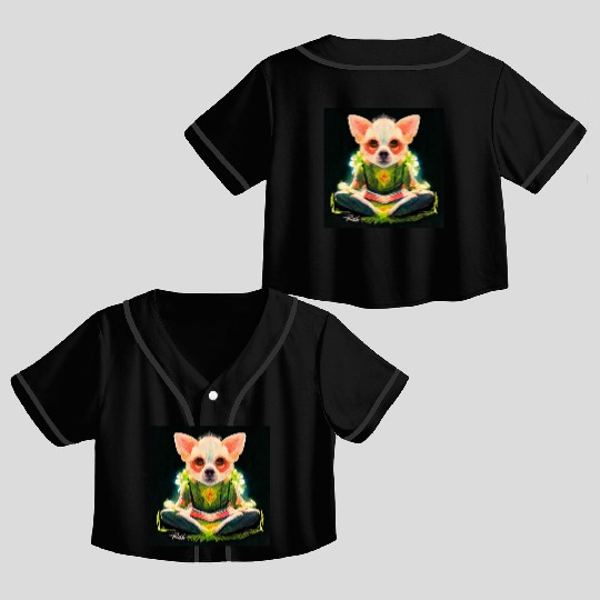 buddhist chihuahua Crop Top Baseball Jerseys