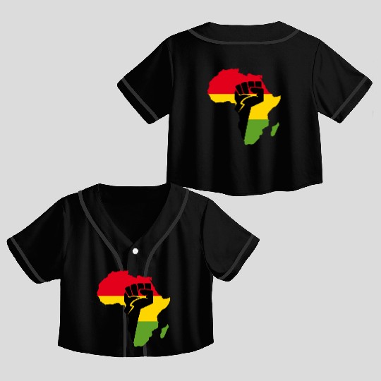 African Black Power Crop Top Baseball Jerseys