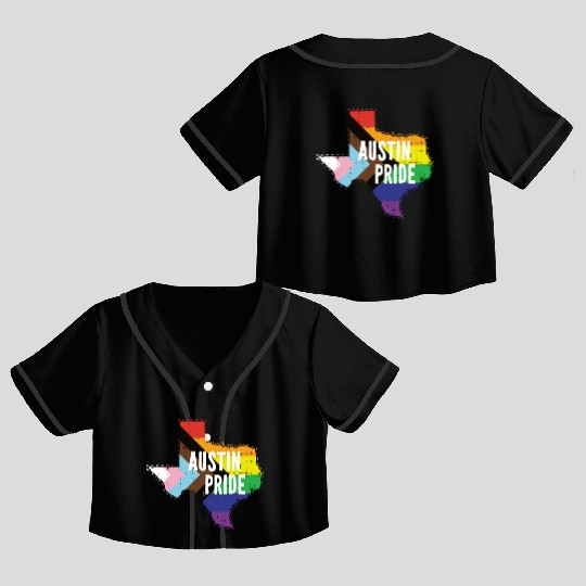 Austin Pride Gay Lesbian Queer Texas Rainbow Flag Crop Top Baseball Jerseys