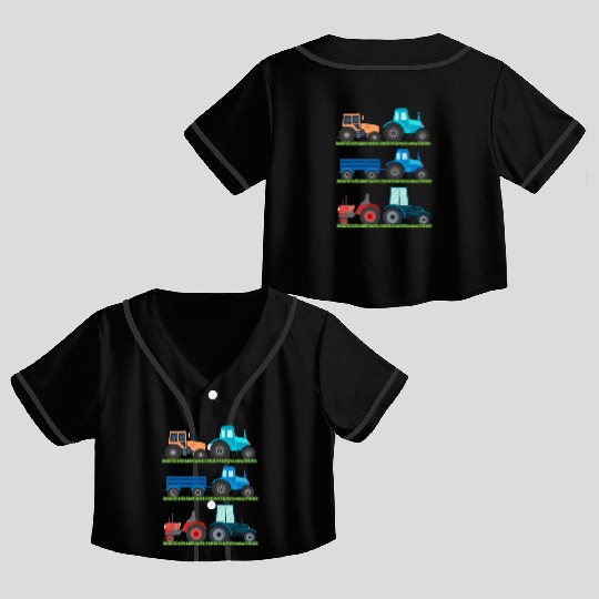Farm Vehicles Boys Tractor Lover Crop Top Baseball Jerseys