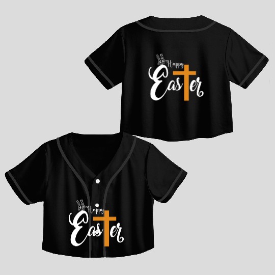 Happy Easter Egg Crop Top Baseball Jerseys, Easter Unicorn Crop Top Baseball Jerseys,