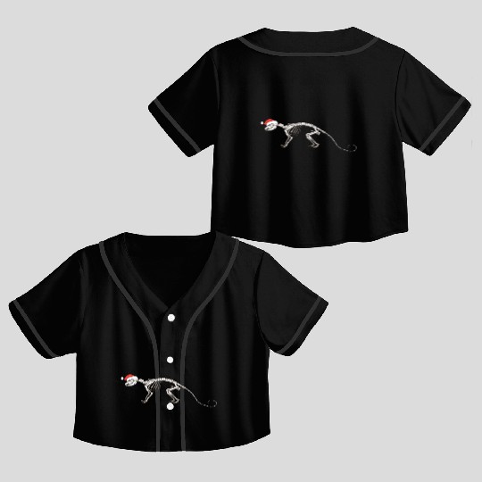 Opossum Christmas, Opossum Skeleton Crop Top Baseball Jerseys
