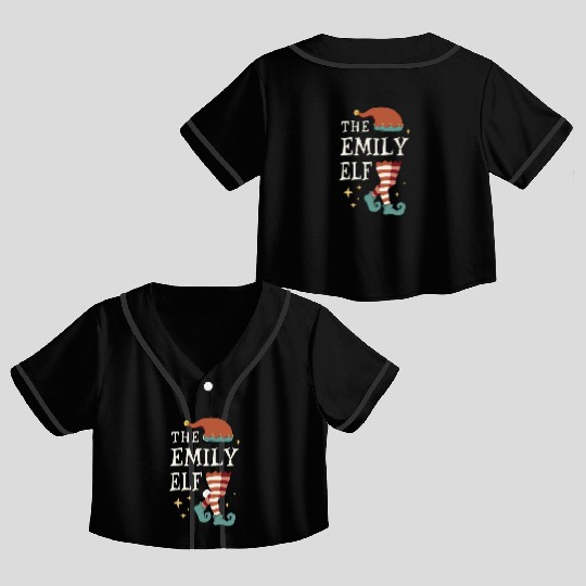 The Emily Elf - Christmas Pajama for Emily Crop Top Baseball Jerseys