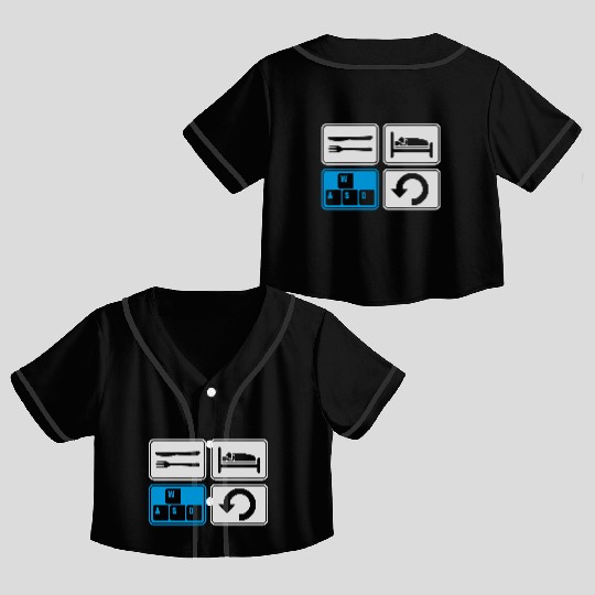 gaming daily repeat computer Crop Top Baseball Jerseys