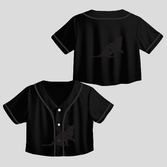Black magic Cat desk mat , black cat holding on Crop Top Baseball Jerseys