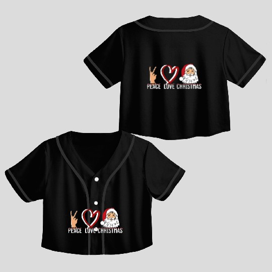 Peace Love Christmas Crop Top Baseball Jerseys