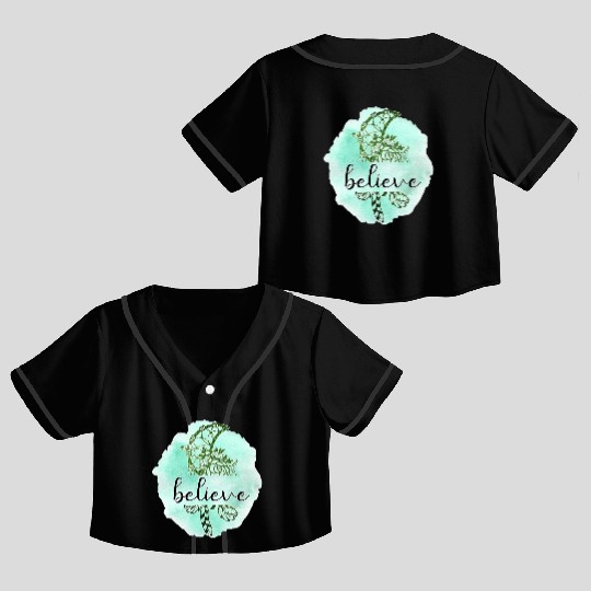 Soothing Green Dream Catcher Believe Design Crop Top Baseball Jerseys