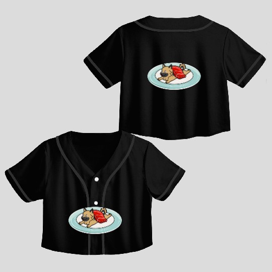 German Shepherd Nigiri Sushi Crop Top Baseball Jerseys