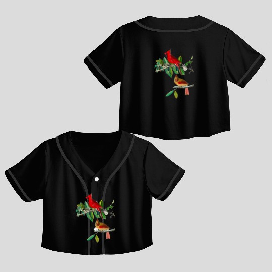 Cardinal Grosbeak from Birds of America Crop Top Baseball Jerseys