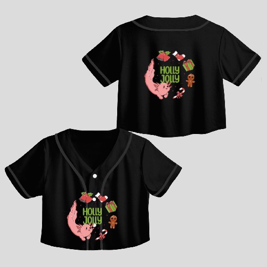 Holly Jolly Axolotl Crop Top Baseball Jerseys