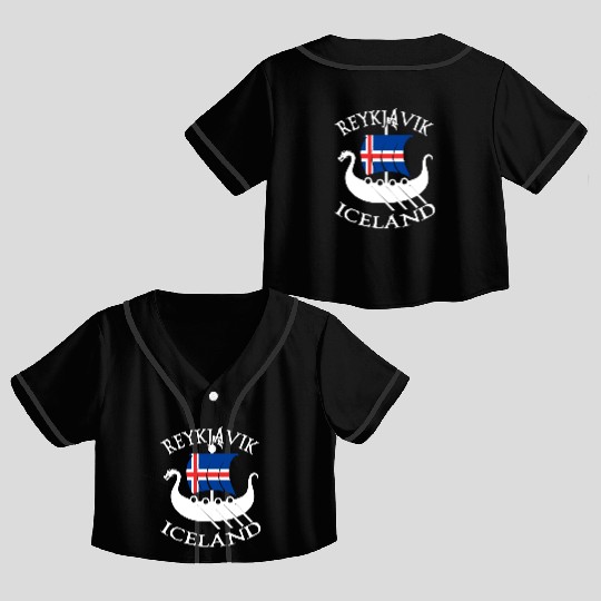 Reykjavik Iceland Dragon Boat Vikings Crop Top Baseball Jerseys