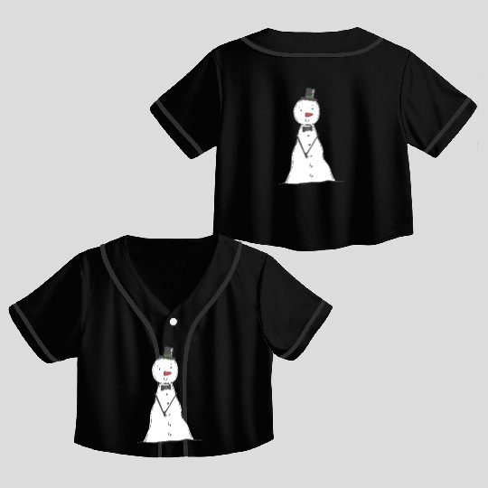 funny snowman with mustache and carrot Crop Top Baseball Jerseys