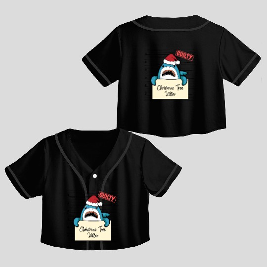 Shark christmas funny prison Crop Top Baseball Jerseys
