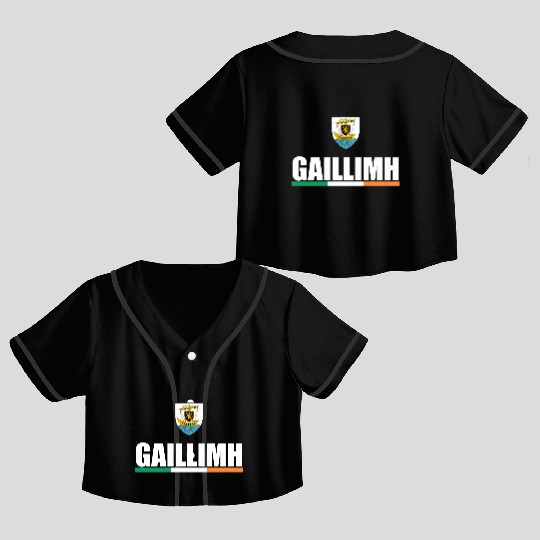 Galway Ireland Coat Of Arms Gaillimh Irish Tricolo Crop Top Baseball Jerseys