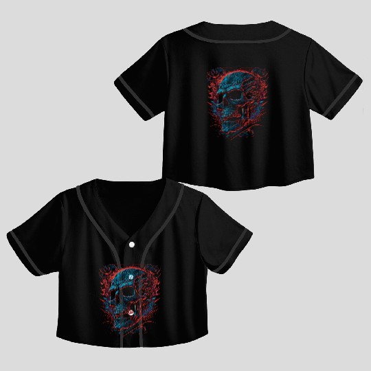 Skull Crop Top Baseball Jerseys