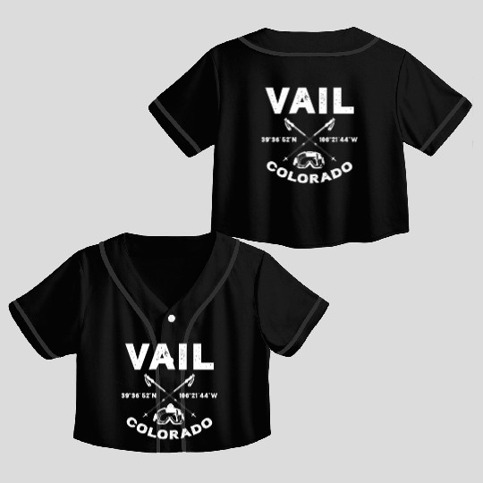 Vail Colorado, Skiing Crop Top Baseball Jerseys