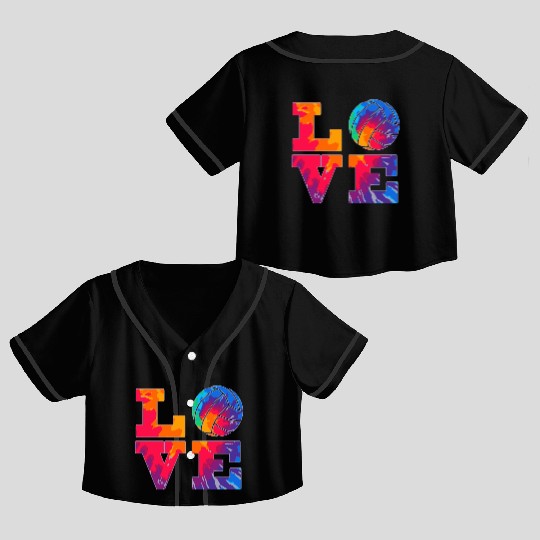 Volleyball Love Tie Dye Look Forn Girls Great Crop Top Baseball Jerseys