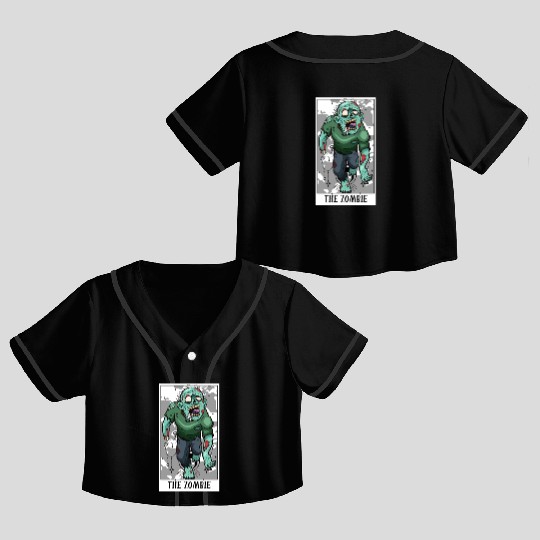 Funny The Zombie Tarot Card For Tarot Cards Crop Top Baseball Jerseys