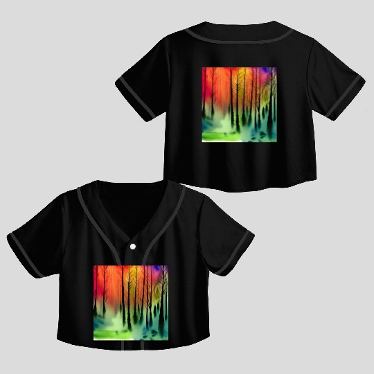 Mysterious watercolor nature forest Crop Top Baseball Jerseys