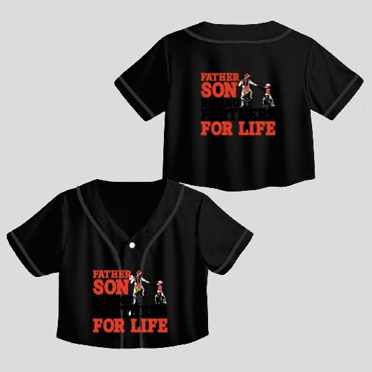 Father Son, Riding Partners For Life 3 Crop Top Baseball Jerseys