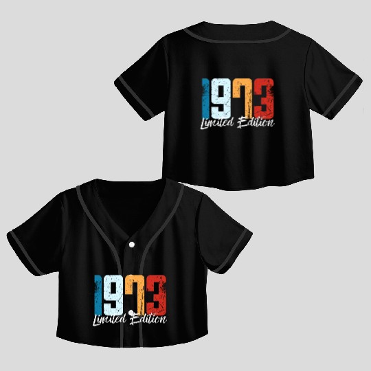 50 Years Vintage 1973 Retro 50th Birthday Crop Top Baseball Jerseys