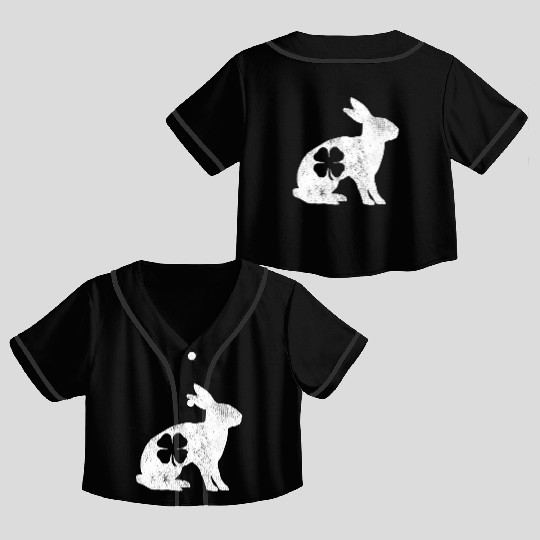 St Patrick's Day Rabbit Bunny Irish Green Shamrock Crop Top Baseball Jerseys