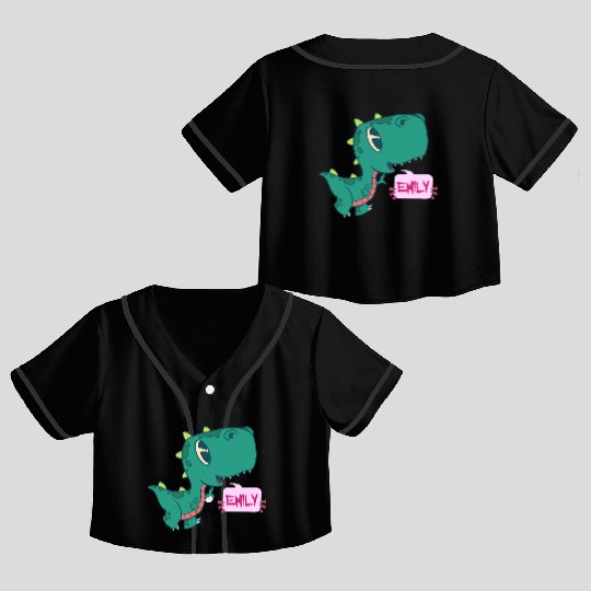 EMILY - Lovely girl name with cute dinosaur Crop Top Baseball Jerseys