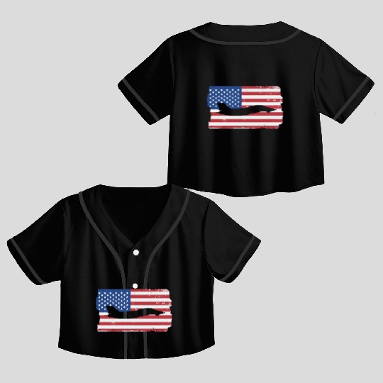 F-14 Tomcat Fighter Jet American Flag F14 Tomcat Crop Top Baseball Jerseys