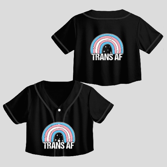 Trans AF Transsexual Transgender Pride Flag Rainbo Crop Top Baseball Jerseys