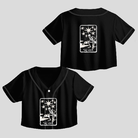 The Star Skeleton Skull Tarot Card Crop Top Baseball Jerseys