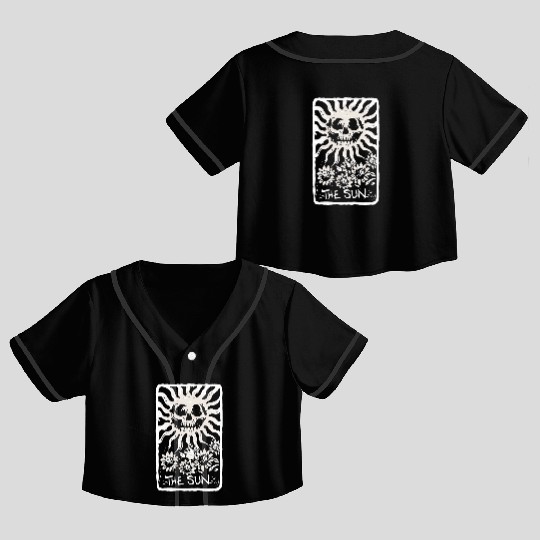 The Sun Skeleton Skull Tarot Card Crop Top Baseball Jerseys
