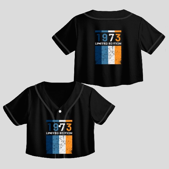 50 Years Vintage 1973 Retro 50th Birthday Crop Top Baseball Jerseys