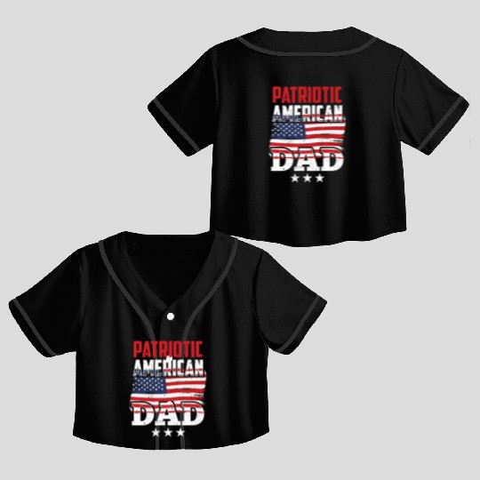 Patriotic American Dad Patriot US USA Crop Top Baseball Jerseys