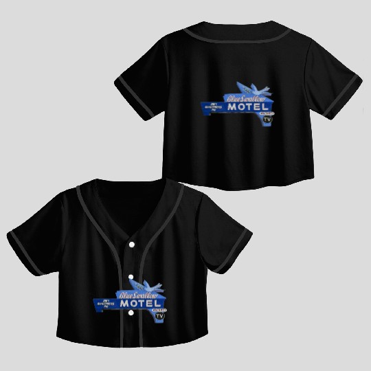 Blue Swallow Motel Route 66 Neon Tucumcari NM Crop Top Baseball Jerseys