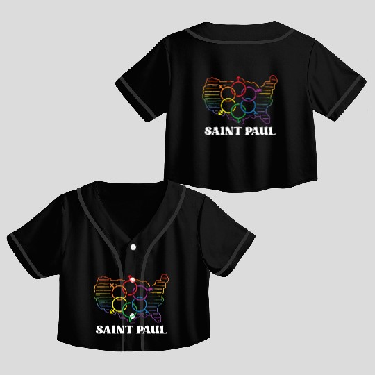 Saint Paul Pride Flag Pride Month LGBTQ Flag LGBT Crop Top Baseball Jerseys