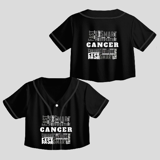 Cancer Zodiac Star Sign Word Cloud Square Monochro Crop Top Baseball Jerseys