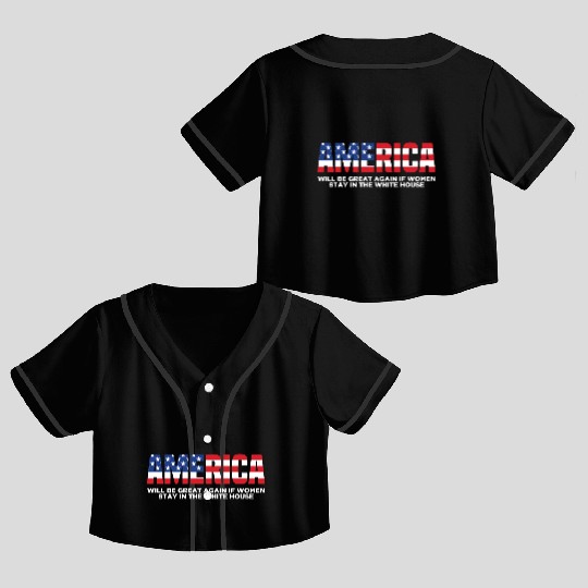 America Will Be Great Again Black Crop Top Baseball Jerseys